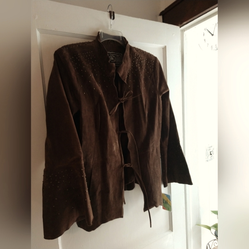 NWT RARE CHI BY FALCH BROWN SUEDE BOHO JACKET 1X